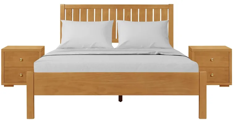 Graham Platform Bed with 2 Nightstands in Oak by CAMDEN ISLE