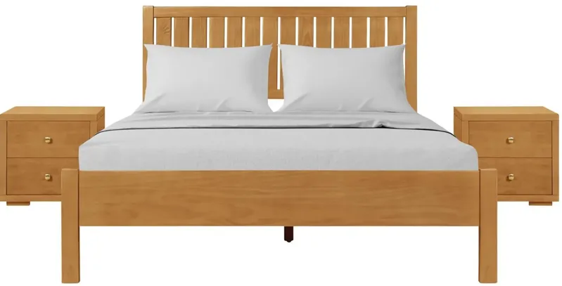 Graham Platform Bed with 2 Nightstands in Oak by CAMDEN ISLE