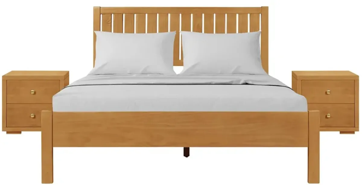 Graham Platform Bed with 2 Nightstands in Oak by CAMDEN ISLE