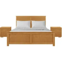 Winston Platform Bed with 2 Nightstands in Oak by CAMDEN ISLE