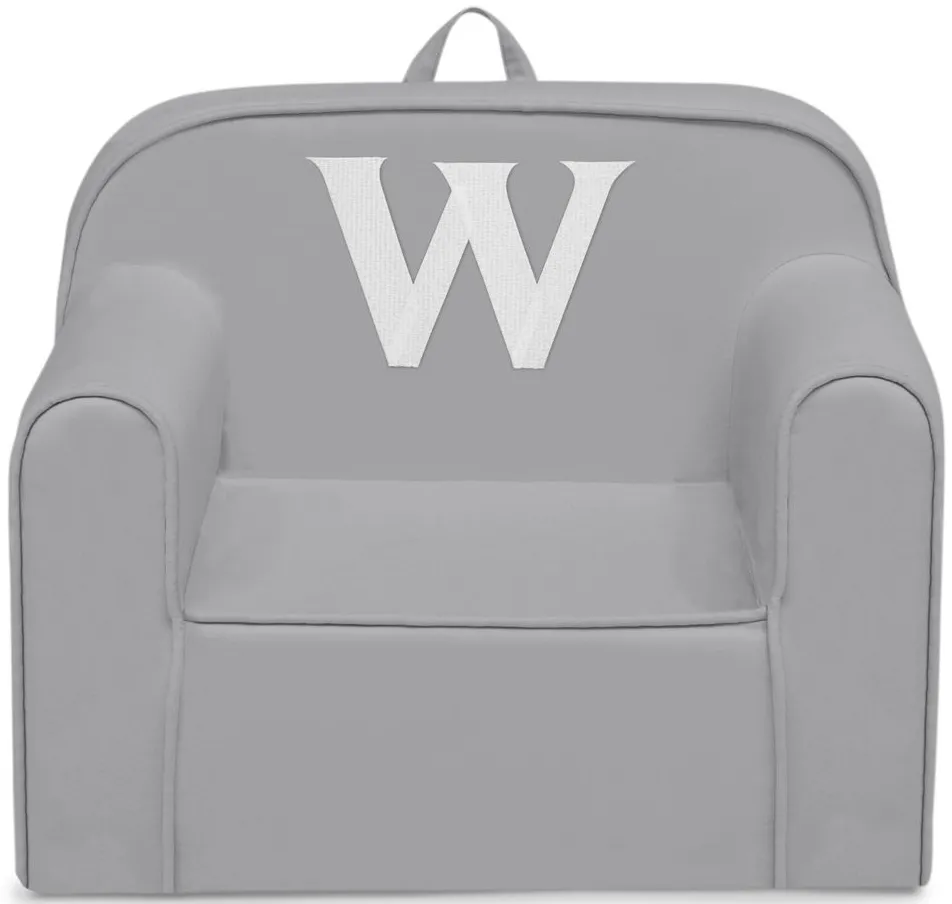 Cozee Monogrammed Chair Letter "W" in Light Gray by Delta Children