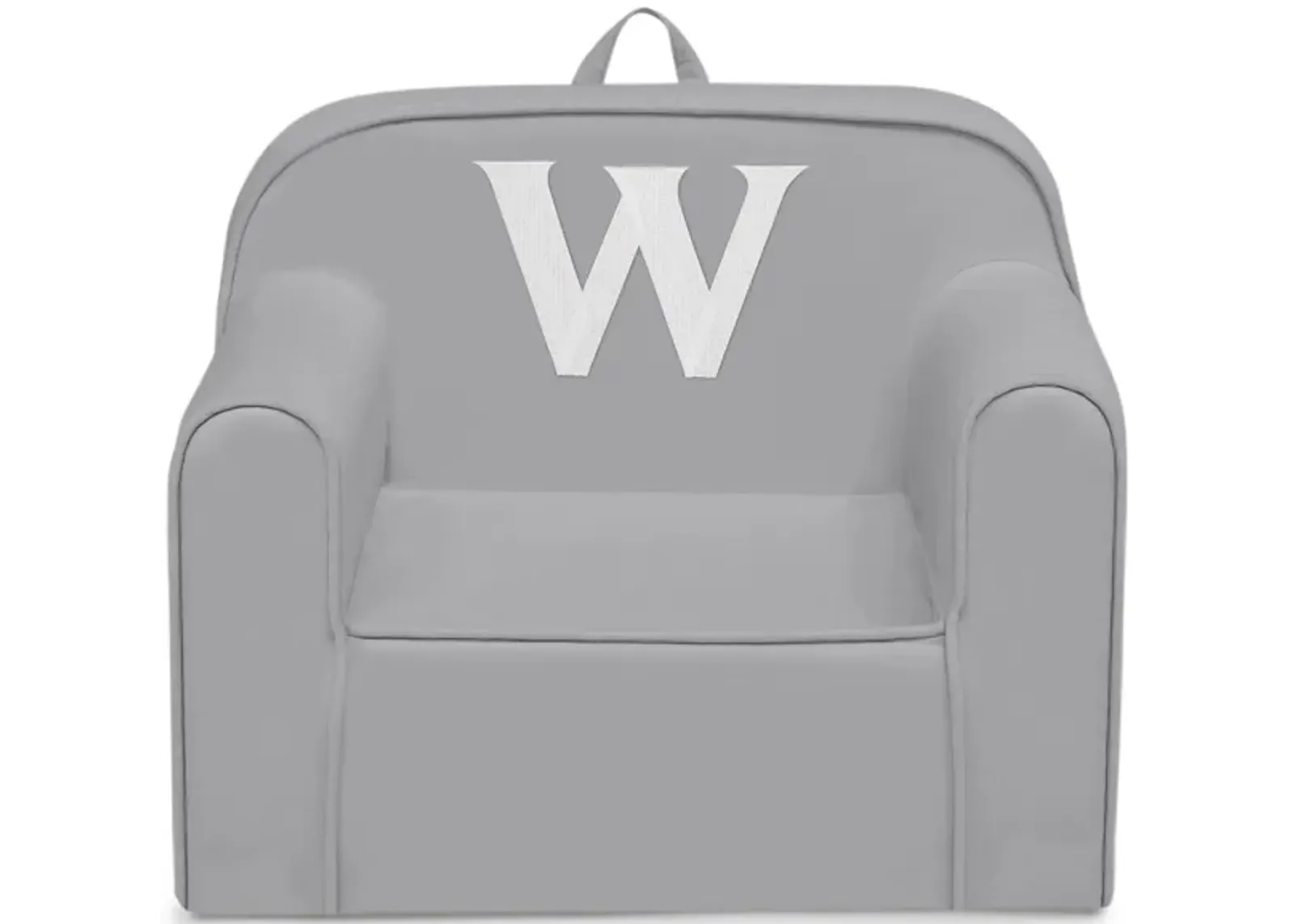 Cozee Monogrammed Chair Letter "W" in Light Gray by Delta Children