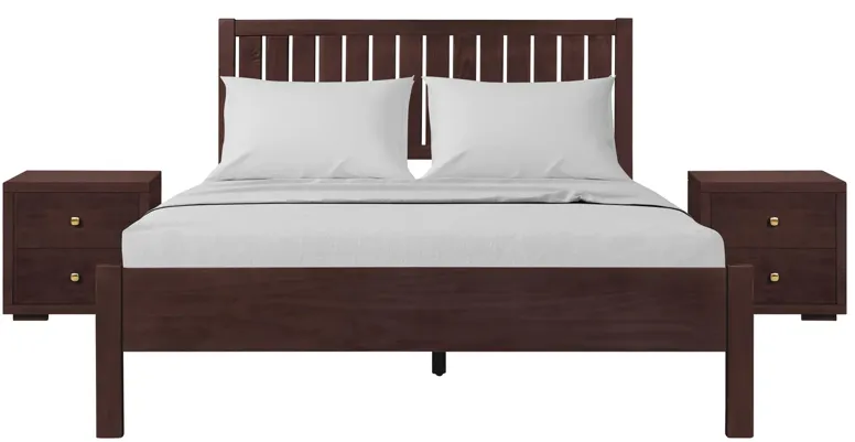 Graham Platform Bed with 2 Nightstands in Espresso by CAMDEN ISLE