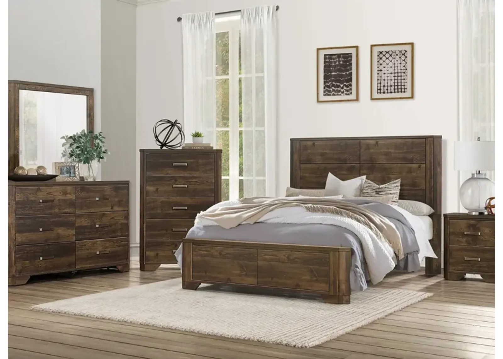 Corbin 4-pc Panel Bedroom Set in Rustic Brown by Homelegance