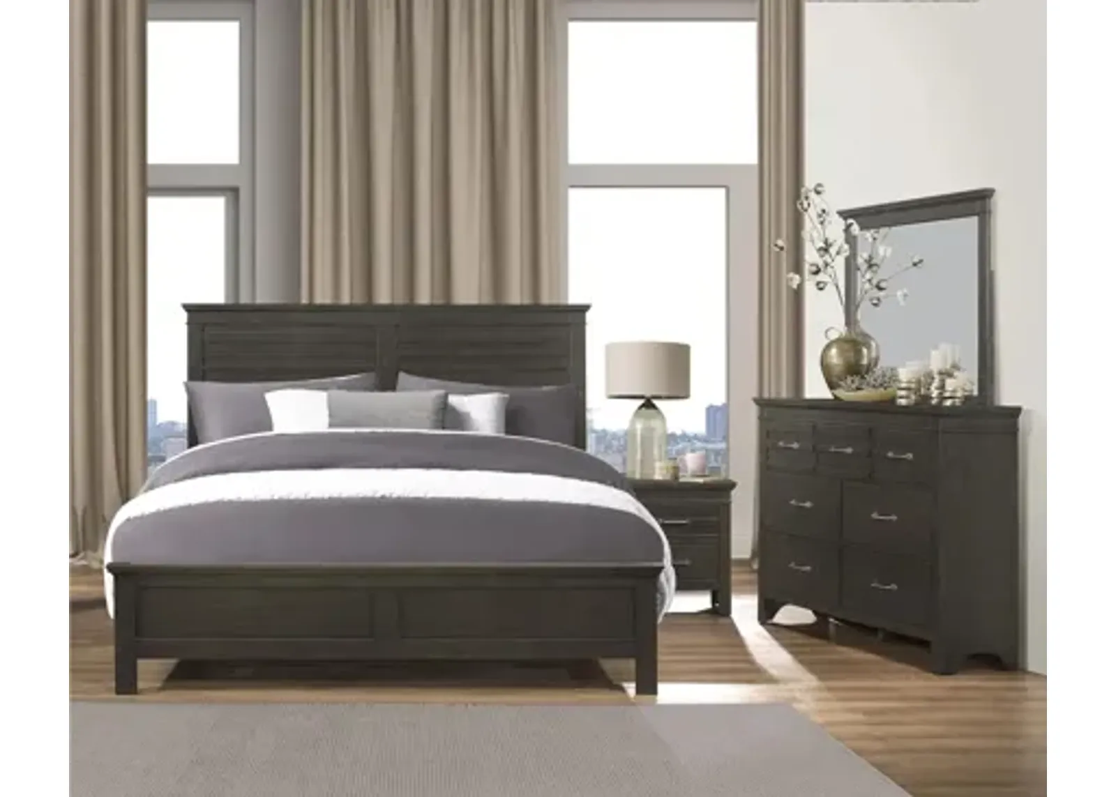 Eastlea 4-pc Bedroom Set in Charcoal Gray by Bellanest