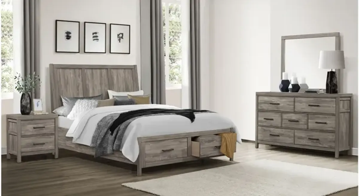 Fontaine 4-pc Platform Storage Bedroom Set in Weathered Gray by Homelegance