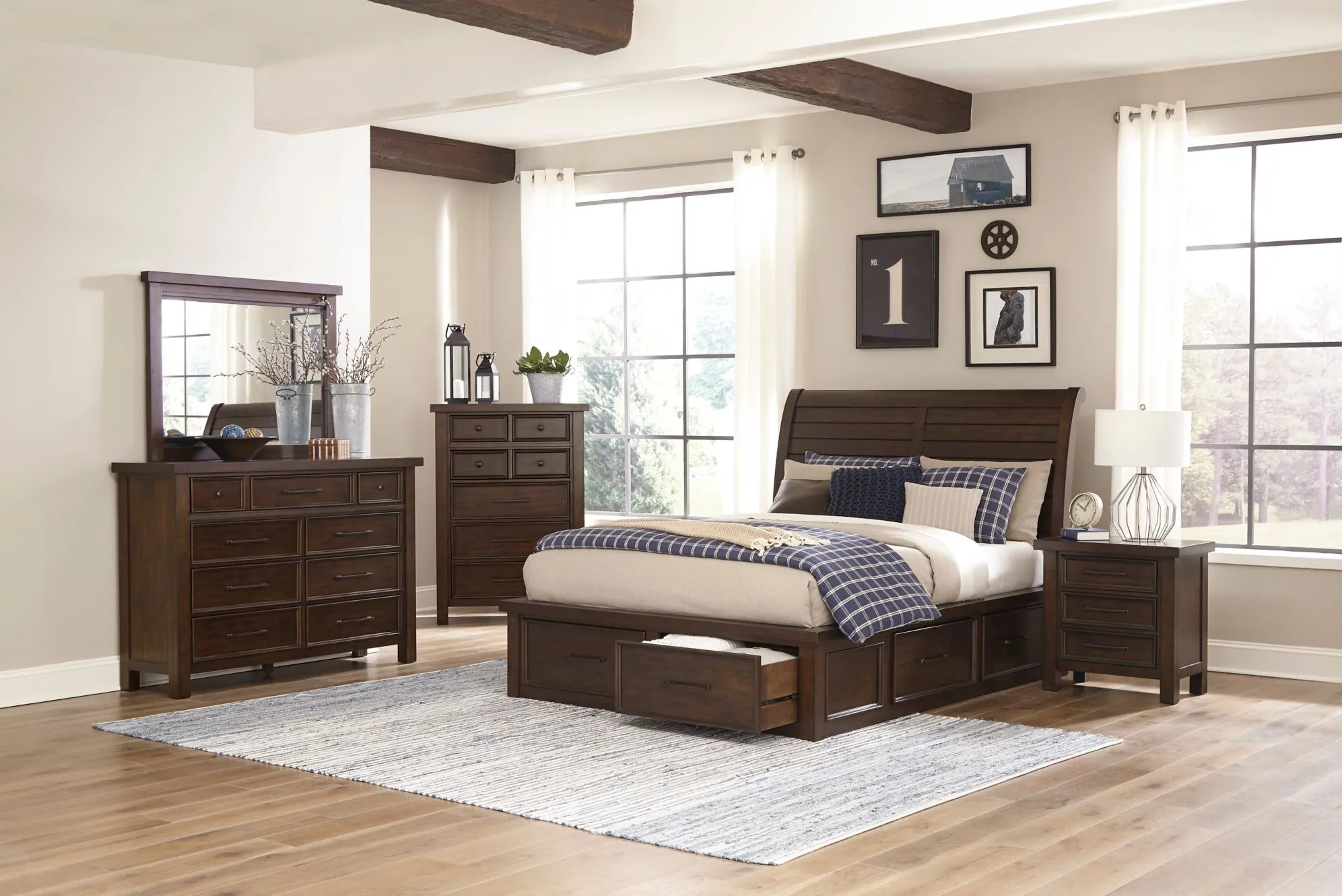 Rosemont 4-Pc. Platform Storage Bedroom Set in Brown by Homelegance