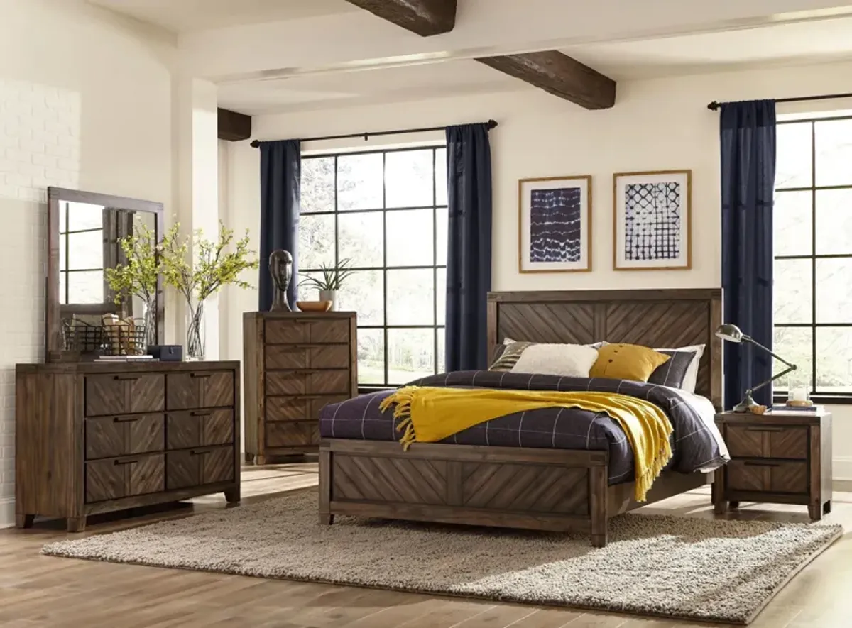 Fostoria 4- Pc. Panel Bedroom Set in Distressed Wood by Homelegance