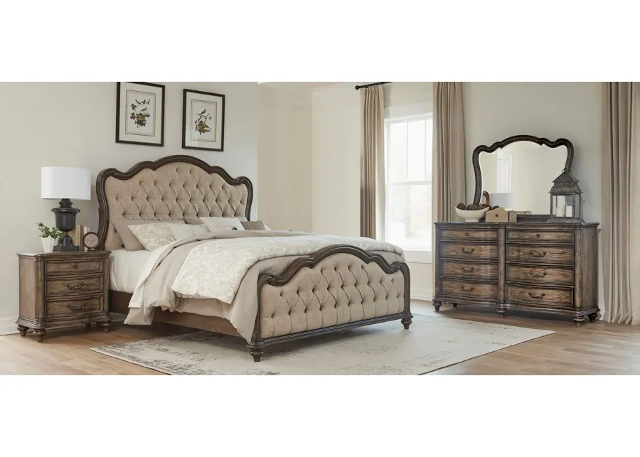 Moorewood Park 4-pc Upholstered Bedroom Set in Dark Oak by Homelegance