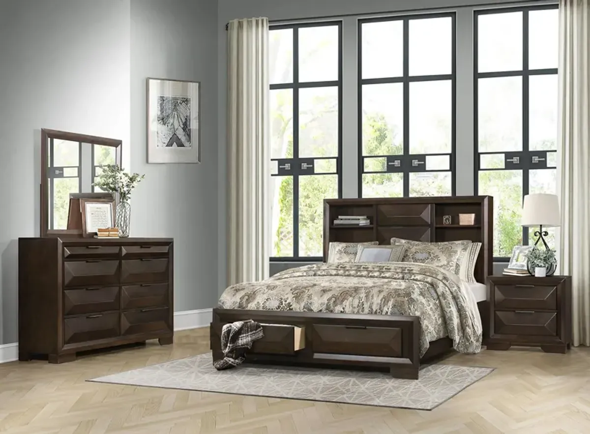 Abraham 4-pc Storage Bedroom Set in Warm Espresso by Homelegance