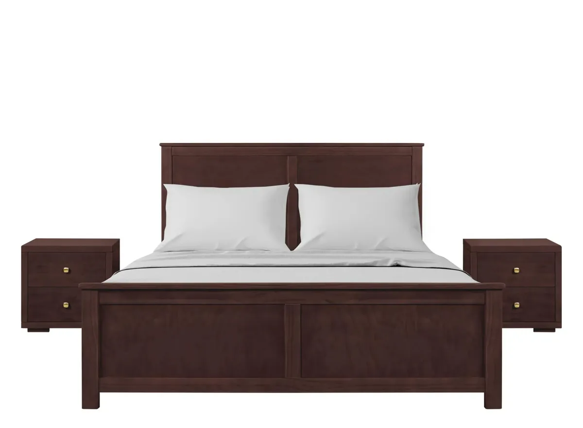 Winston Platform Bed with 2 Nightstands in Espresso by CAMDEN ISLE