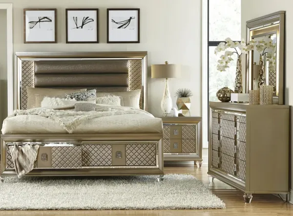 Basseri 4-pc. Platform Storage Bedroom Set W/ Led Lighting