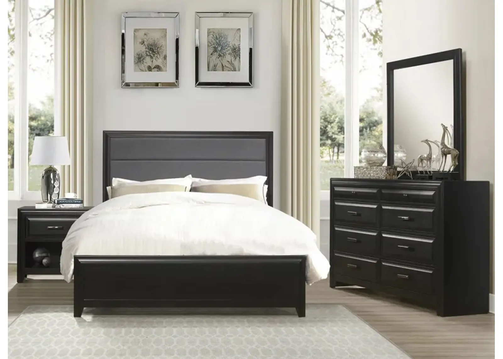 Sandpoint 4-pc Upholstered Panel Bedroom Set in Espresso by Homelegance