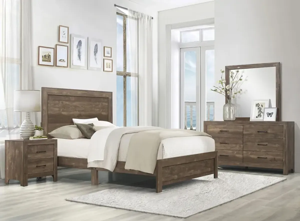 Bijou 4-Pc. Panel Bedroom Set in Rustic Brown by Homelegance