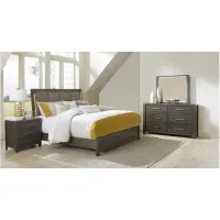 Danridge 4-Pc. Upholstered Panel Bedroom Set in Brownish Gray by Homelegance