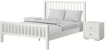 Hampton Platform Bed with 2 Nightstands in White by CAMDEN ISLE