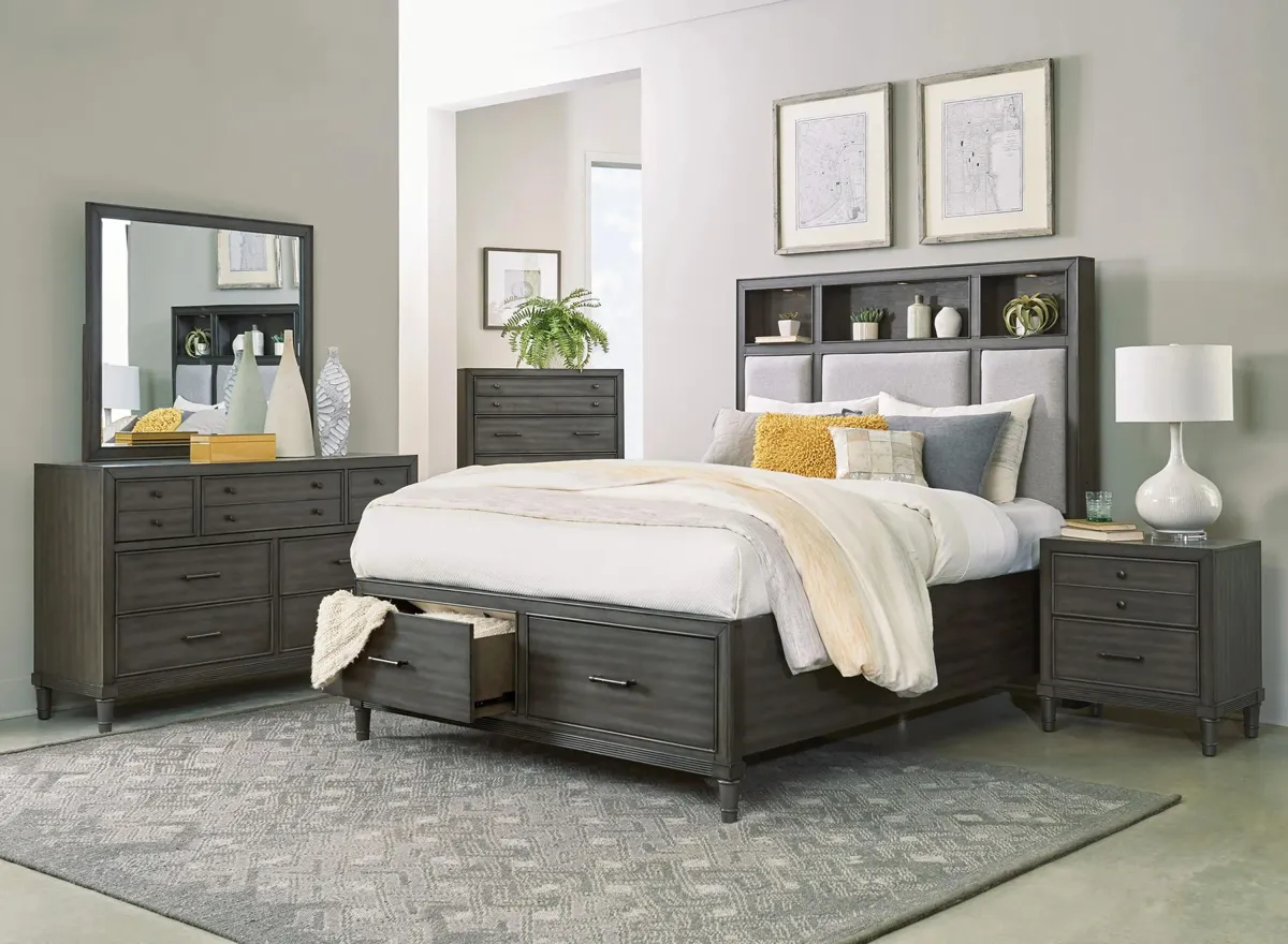 Lana 4-pc Upholstered Platform Bedroom Set in Gray by Homelegance