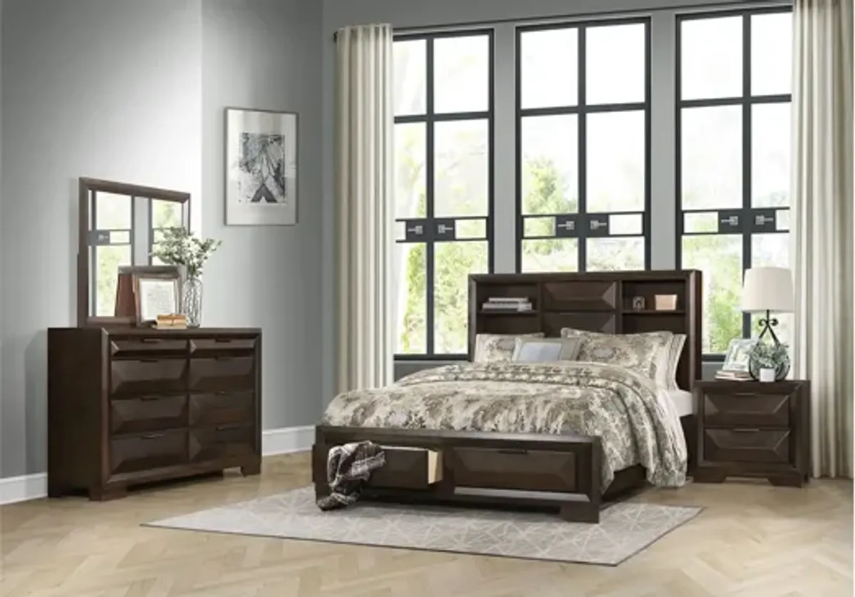 Abraham 4-pcStorage Bedroom Set in Warm Espresso by Homelegance