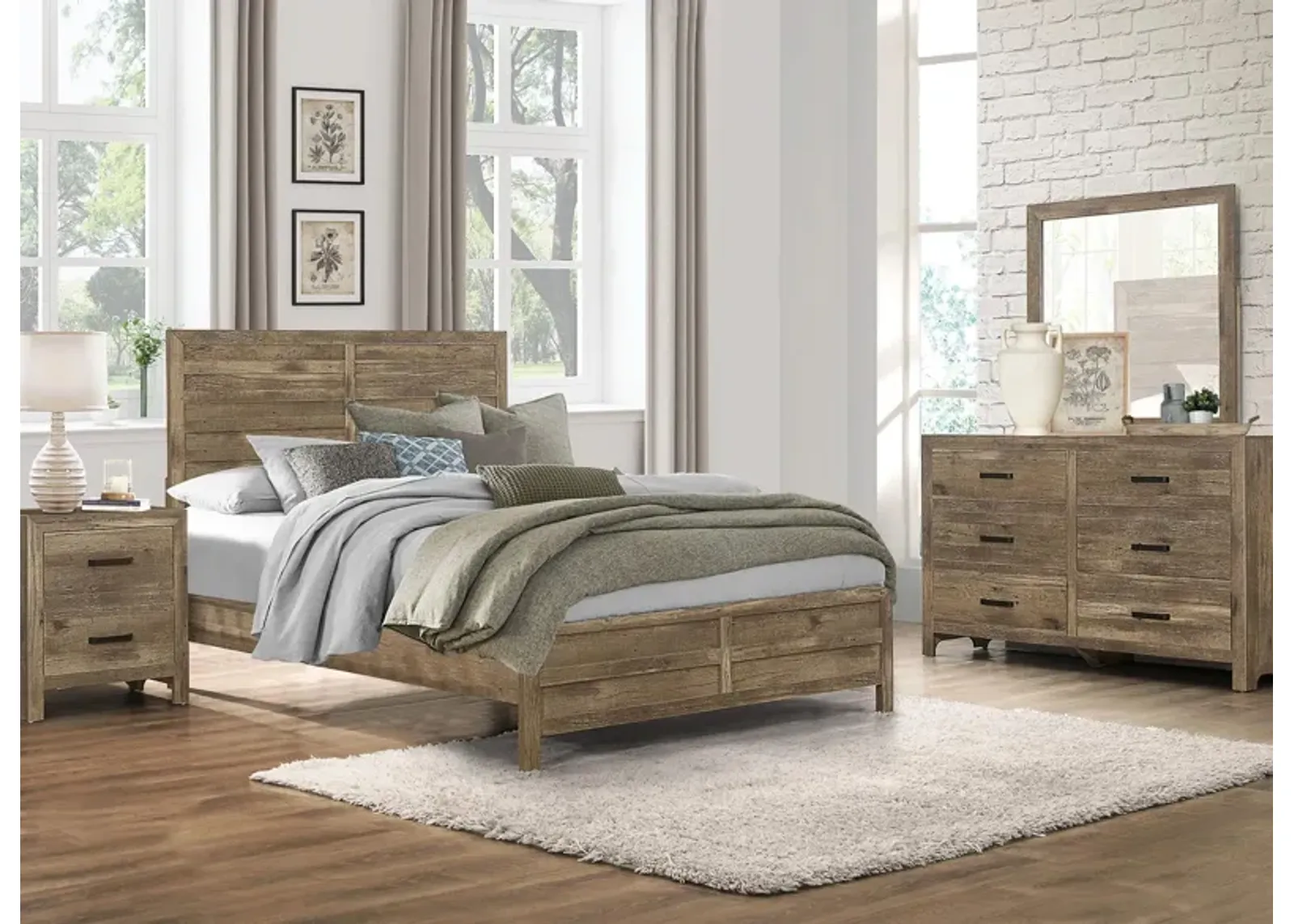 Terrace 4-pc Panel Bedroom Set in Weathered Pine by Homelegance