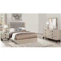 Karren 4-pc. Upholstered Panel Bedroom Set in Cream by Homelegance