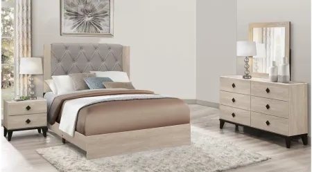 Karren 4-pc. Upholstered Panel Bedroom Set in Cream by Homelegance