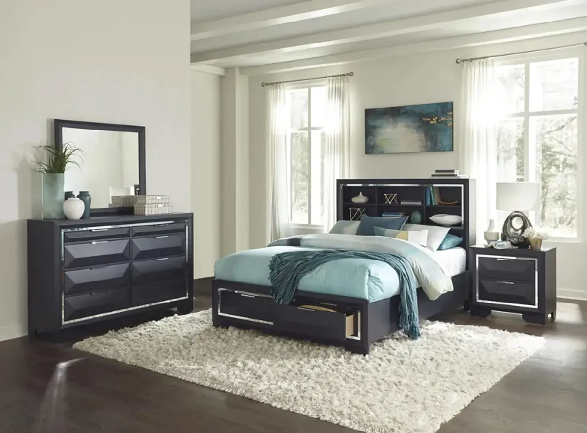 Jocelyn 4-pc Platform Storage Bedroom Set in Midnight Blue by Homelegance