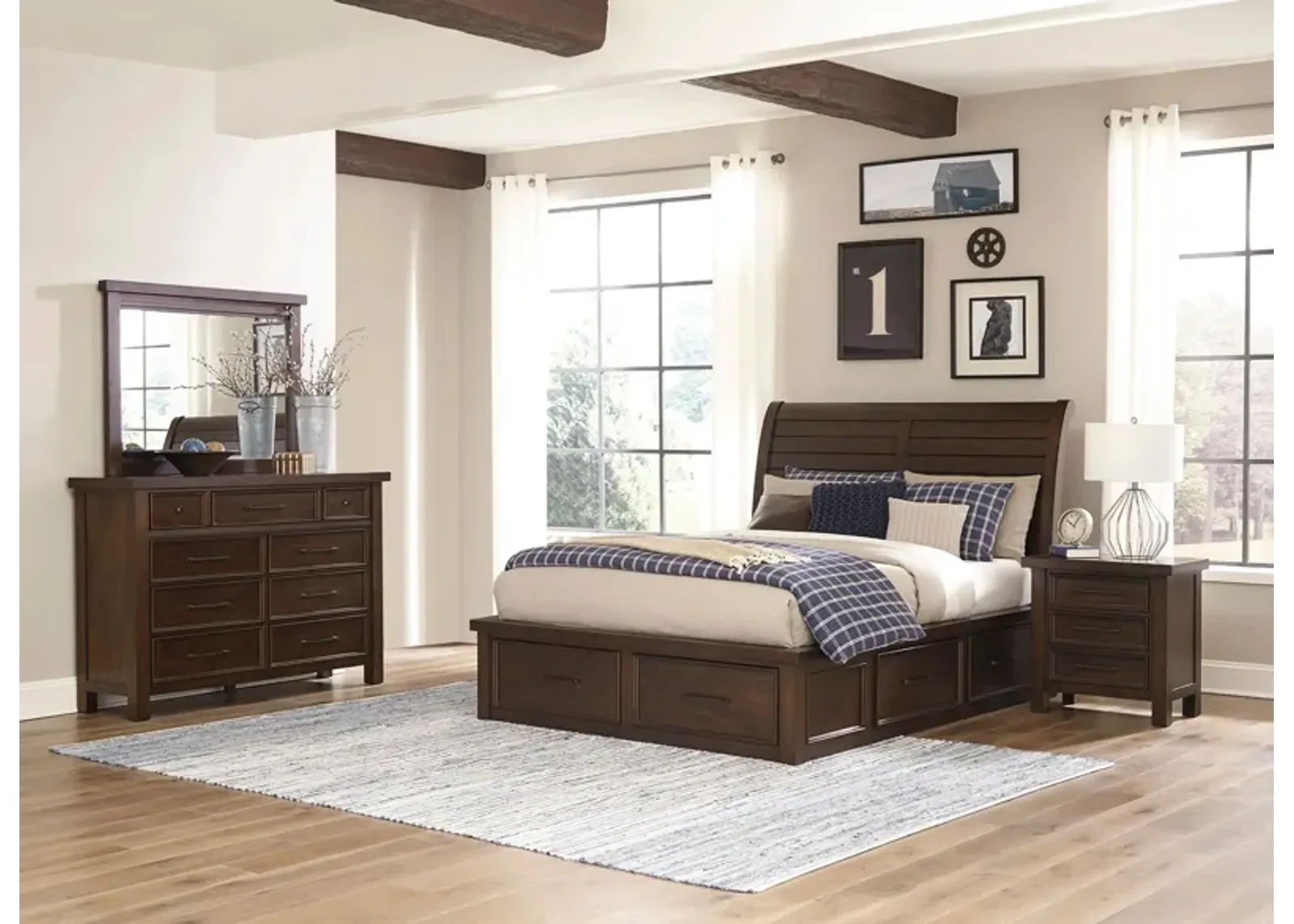 Rosemont 4-Pc. Platform Storage Bedroom Set in Brown by Homelegance