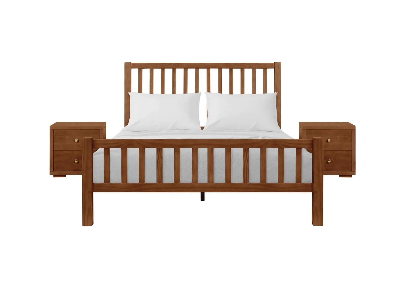 Hampton Platform Bed with 2 Nightstands in Walnut by CAMDEN ISLE