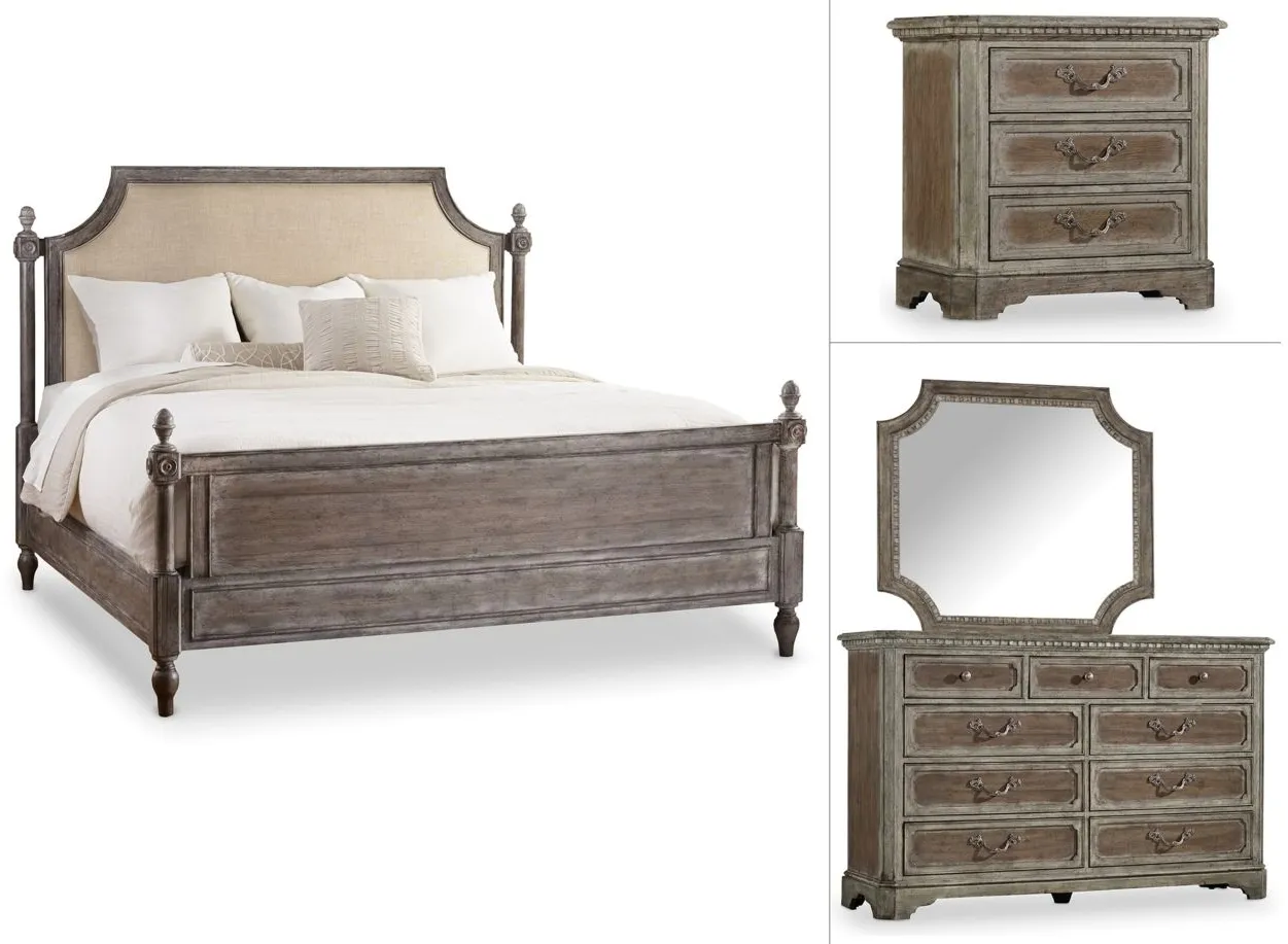 True Vintage 4pc. Upholstered Poster Bedroom Set