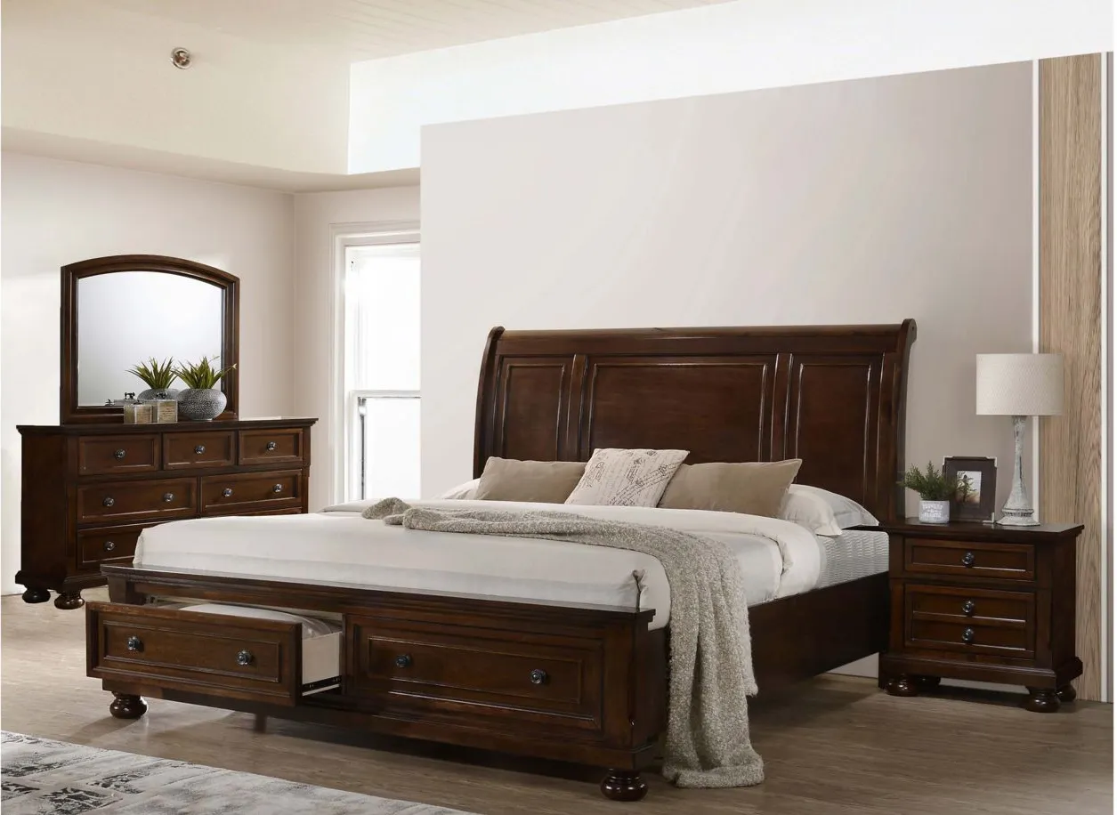Meade 4-pc. Sleigh Storage Bedroom Set in Cherry by Glory Furniture