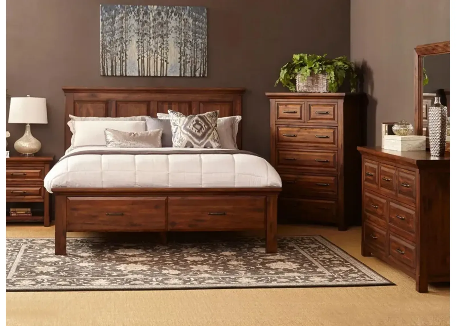 HillCrest 4-pc. Bedroom Set in Old Chestnut by Napa Furniture Design