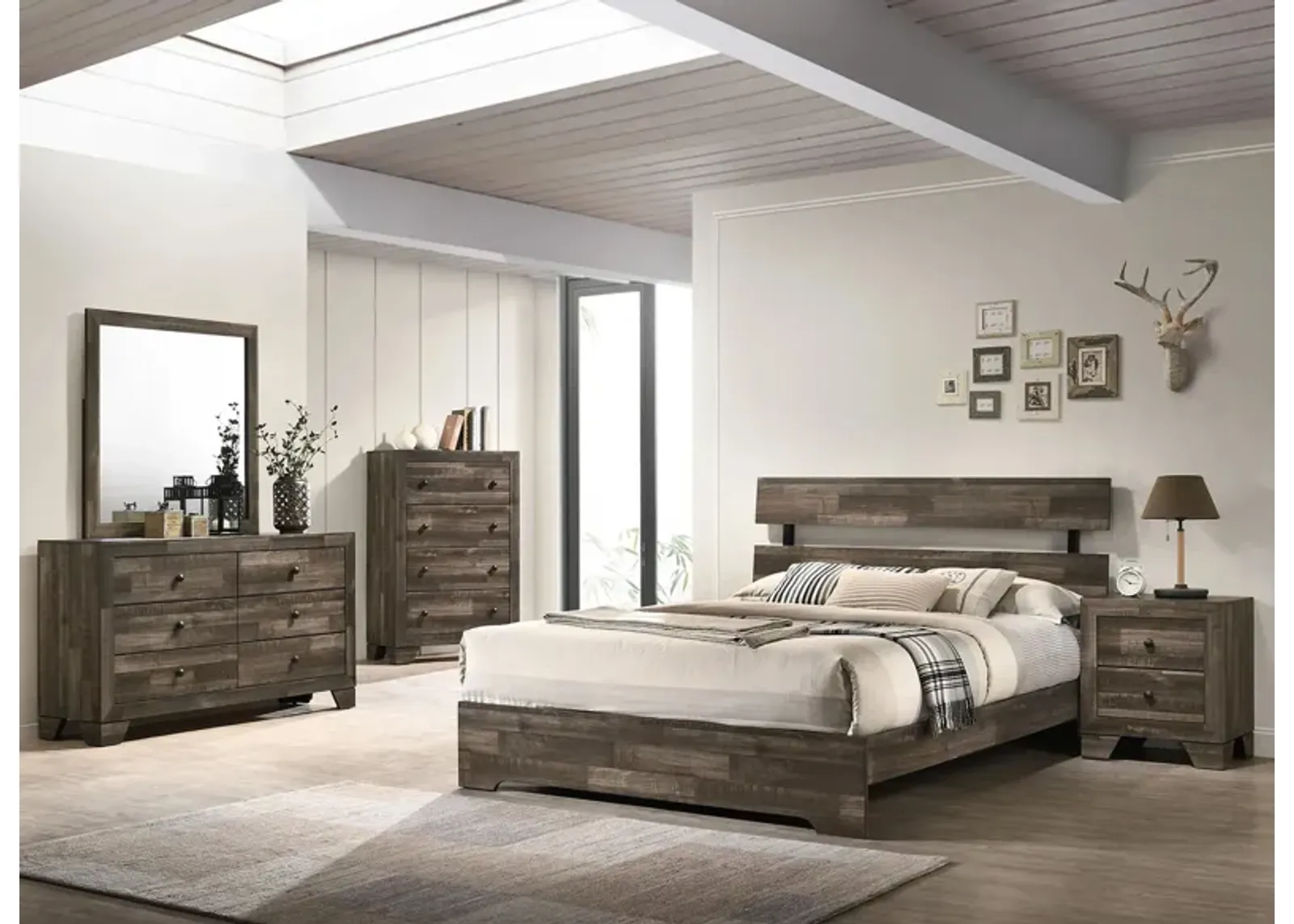 Atticus 4-pc. Platform Bedroom Set in Brown by Crown Mark