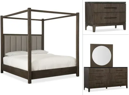 Miramar 4-pc. Poster Bedroom Set w/ Canopy in Brown by Hooker Furniture