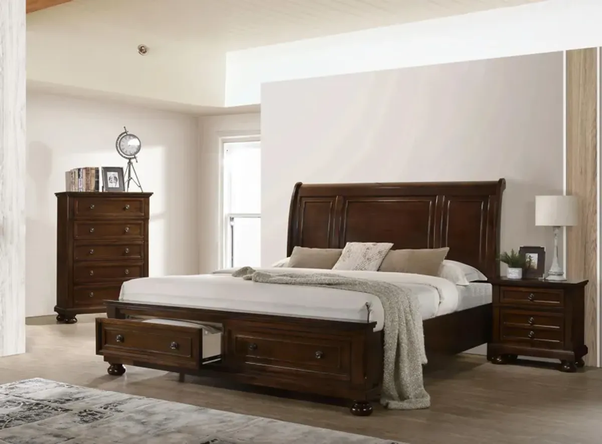 Meade 3-pc. Sleigh Storage Bedroom Set in Cherry by Glory Furniture