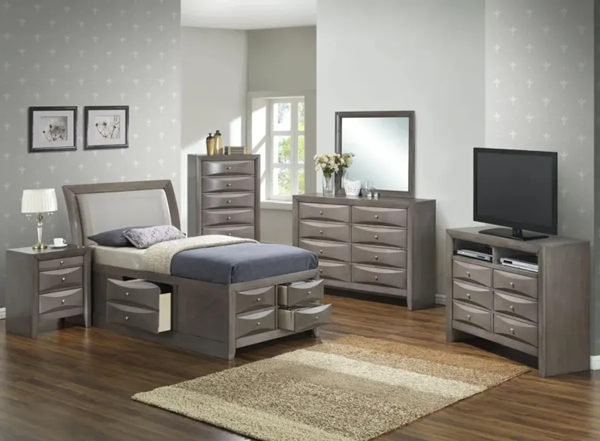 Marilla 4-piece Upholstered Captain's Bedroom Set in Gray by Glory Furniture