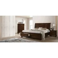 Meade 3-pc. Sleigh Storage Bedroom Set in Cherry by Glory Furniture