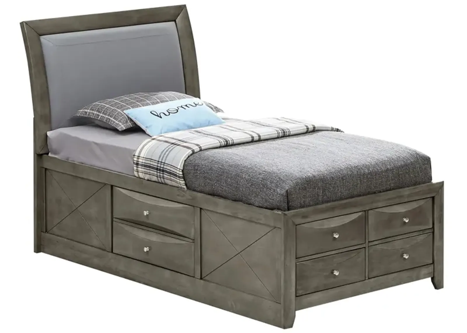 Marilla Upholstered Captain's Bed in Gray by Glory Furniture