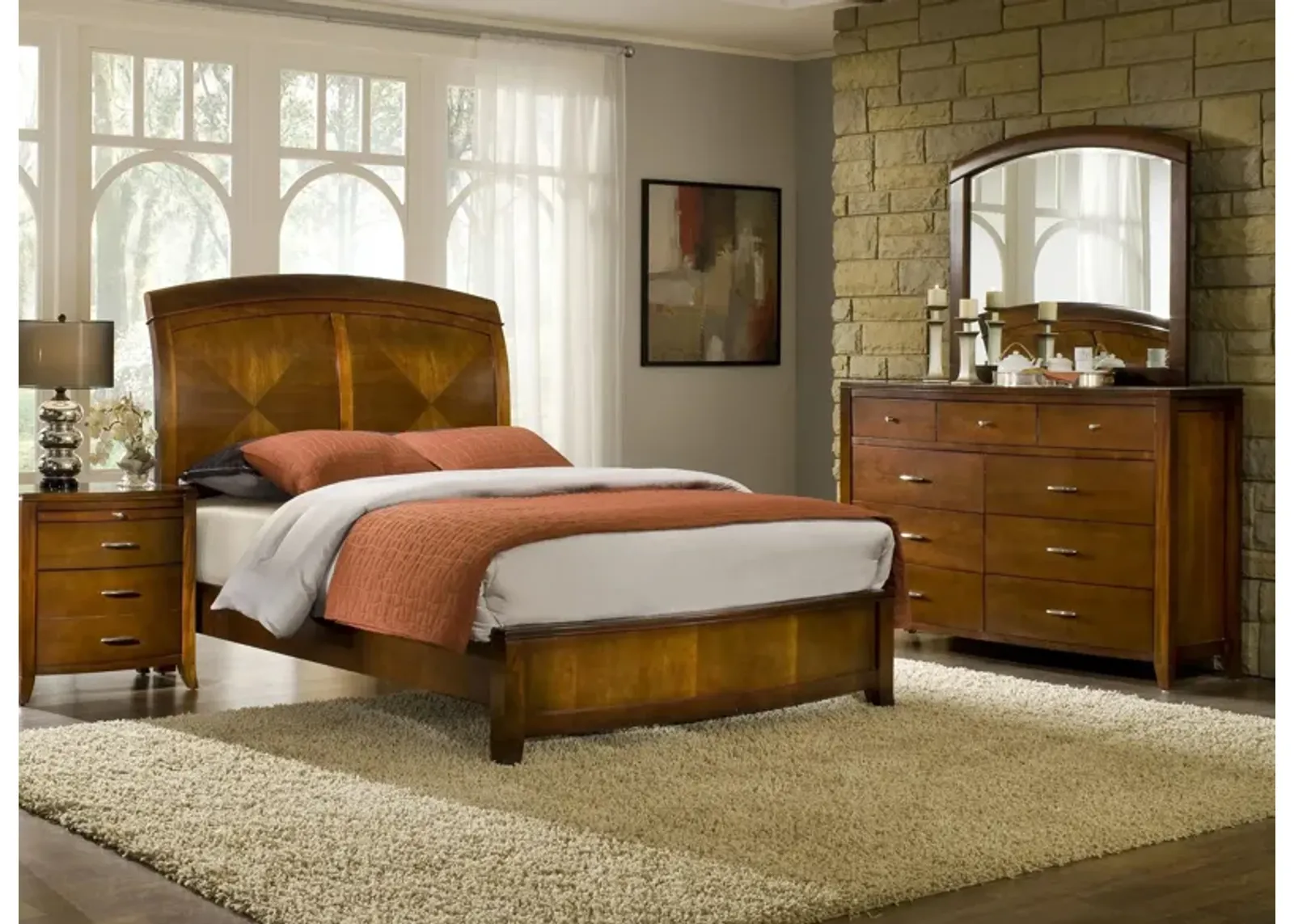 Sullivan 4-pc. Sleigh Bedroom Set in Cinnamon by Bellanest