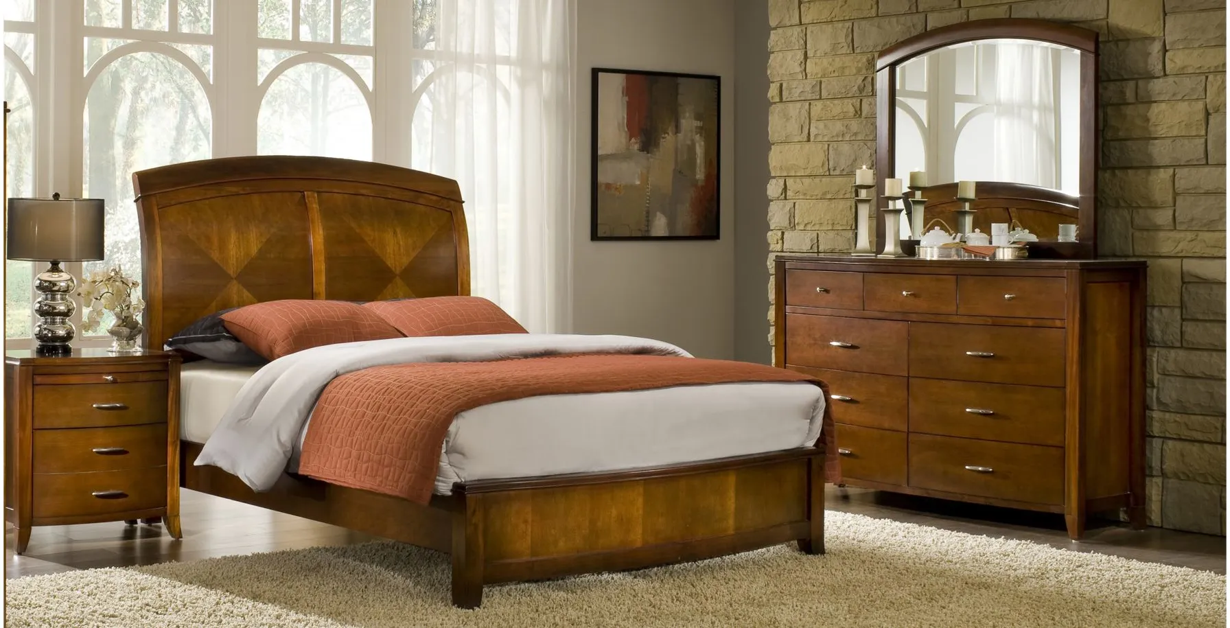 Sullivan 4-pc. Sleigh Bedroom Set in Cinnamon by Bellanest