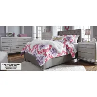 Coralayne Upholstered 4-pc. Panel Bedroom Set in Silver by Ashley Furniture