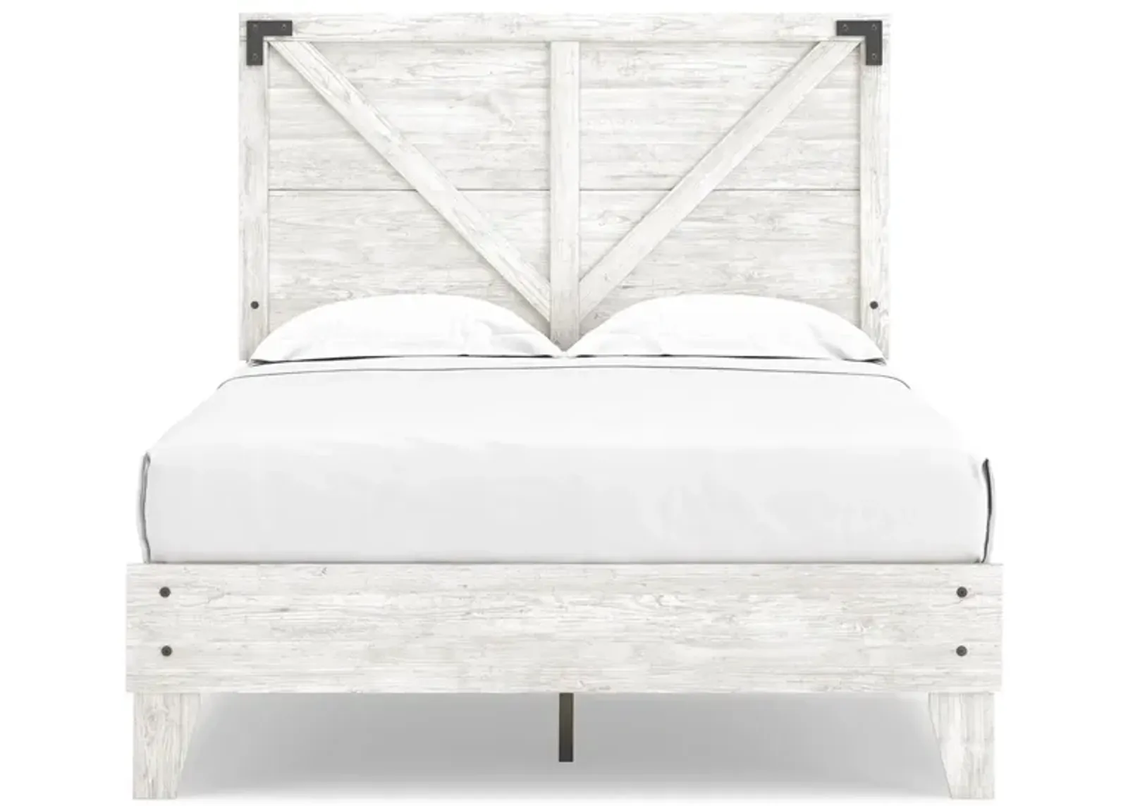 Shawburn Crossbuck Panel Bed in White/Dark Charcoal Gray by Ashley Express