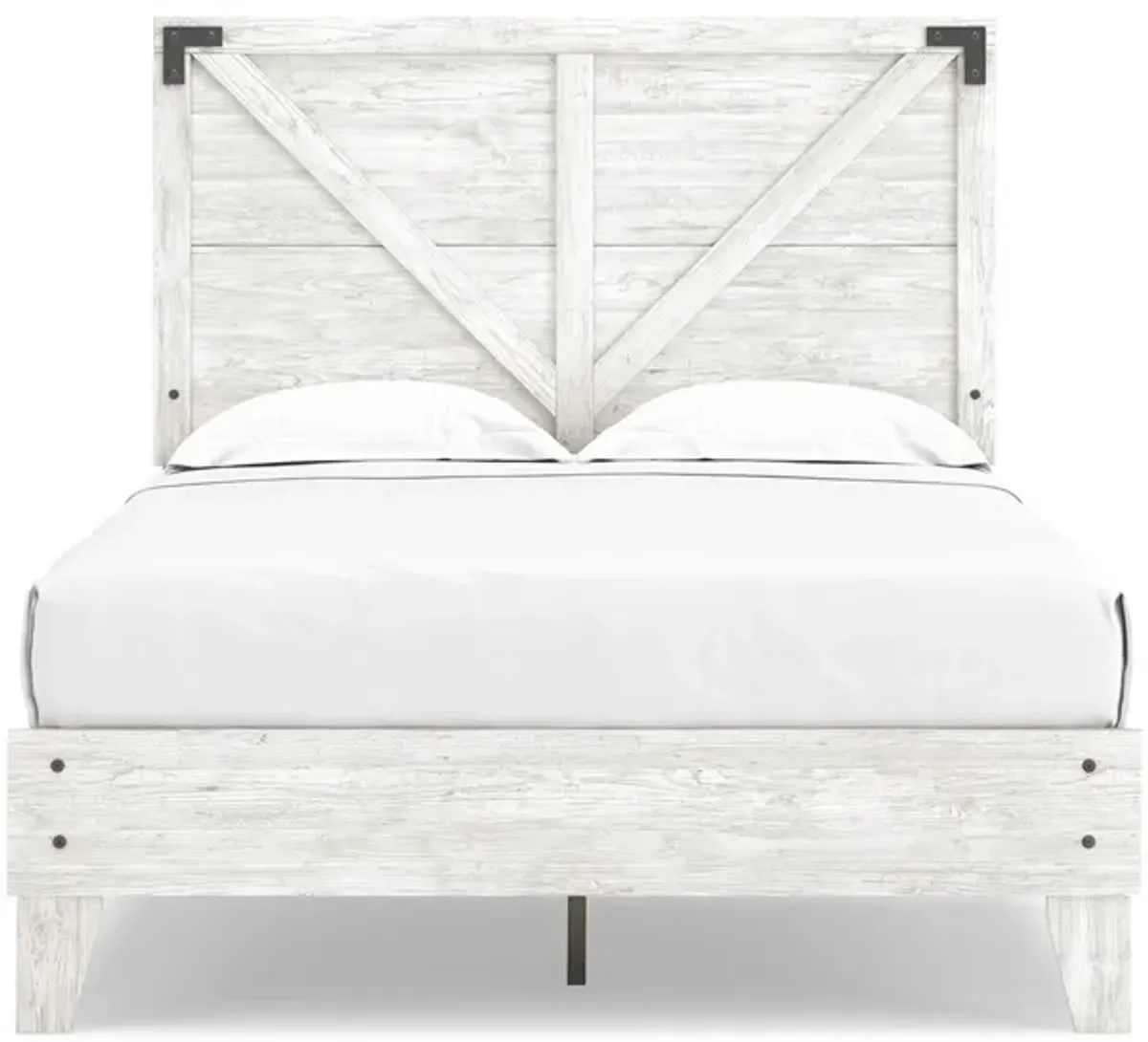 Shawburn Crossbuck Panel Bed in White/Dark Charcoal Gray by Ashley Express