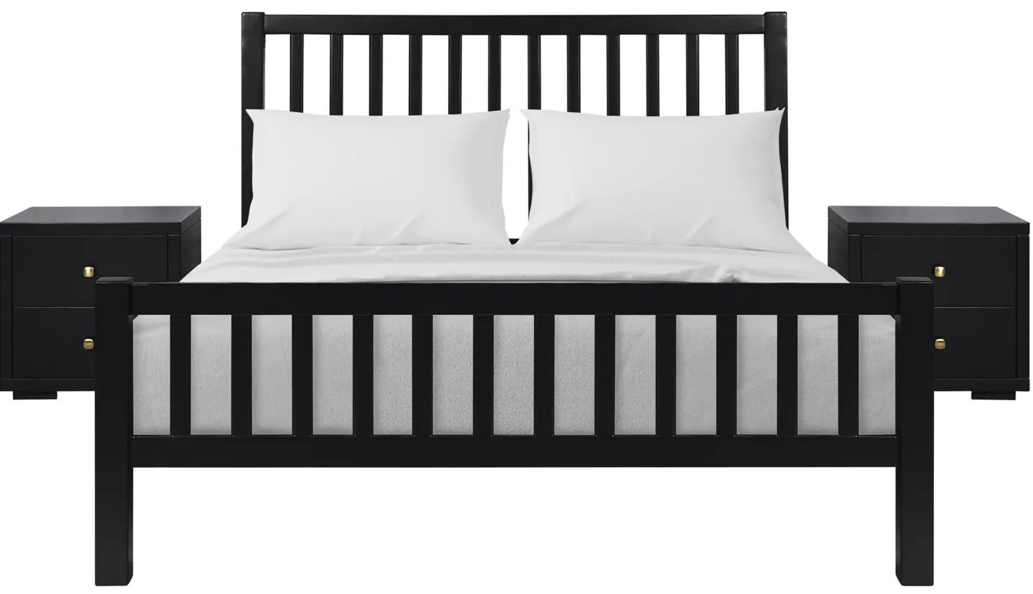 Hampton King Platform Bed with 2 Nightstands in Black by CAMDEN ISLE