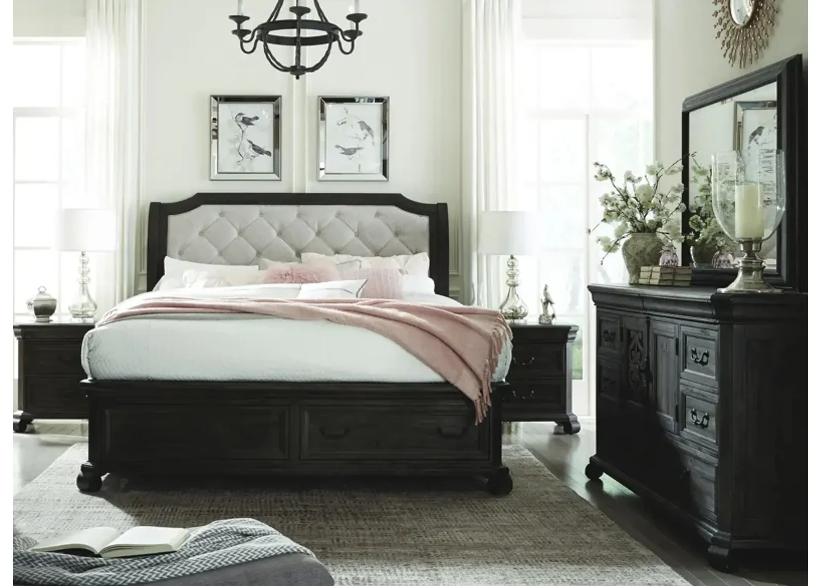 Bellamy 4-pc. Upholstered Bedroom Set with Storage Sleigh Bed