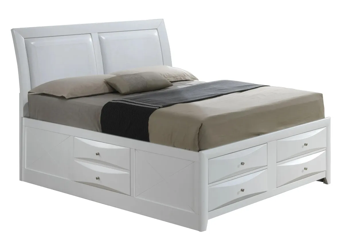 Marilla Upholstered Captain's Bed in White by Glory Furniture