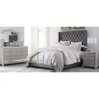 Coralayne Upholstered 4-pc. Bedroom Set in Silver by Ashley Furniture