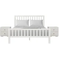 Hampton King Platform Bed with 2 Nightstands in White by CAMDEN ISLE