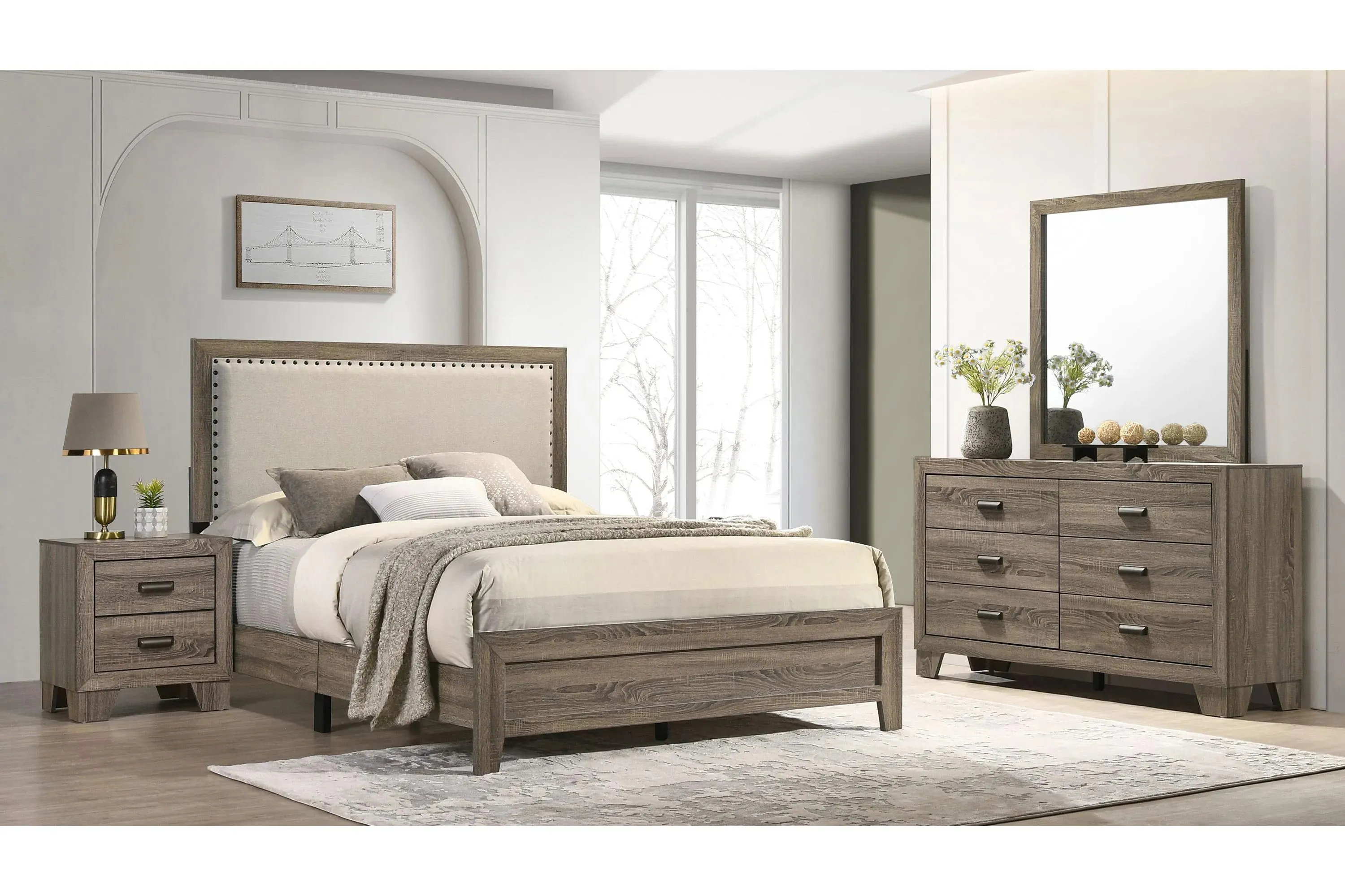 Millie 4-pc. Bedroom Set in Grey by Crown Mark