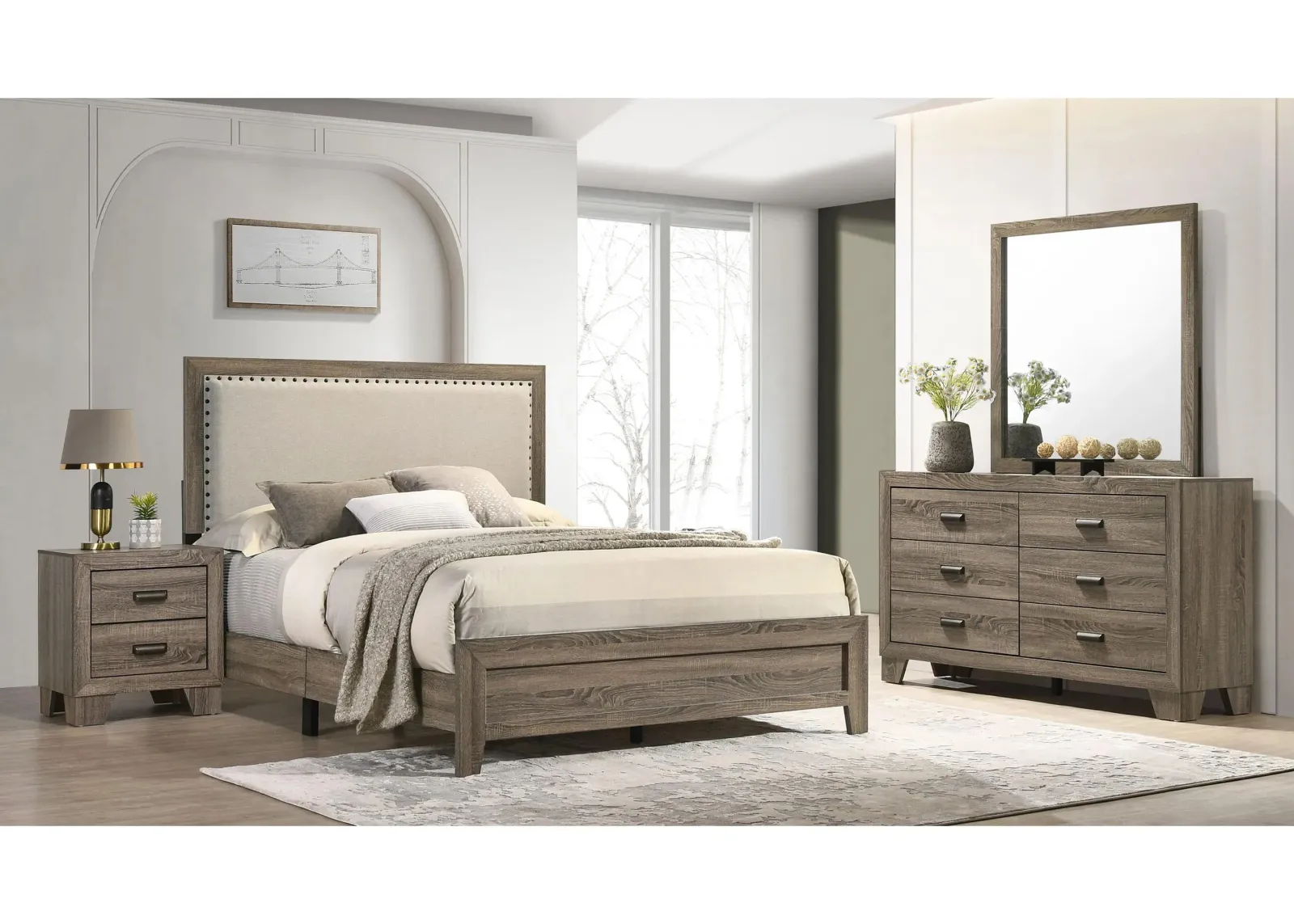 Millie 4-pc. Bedroom Set in Grey by Crown Mark