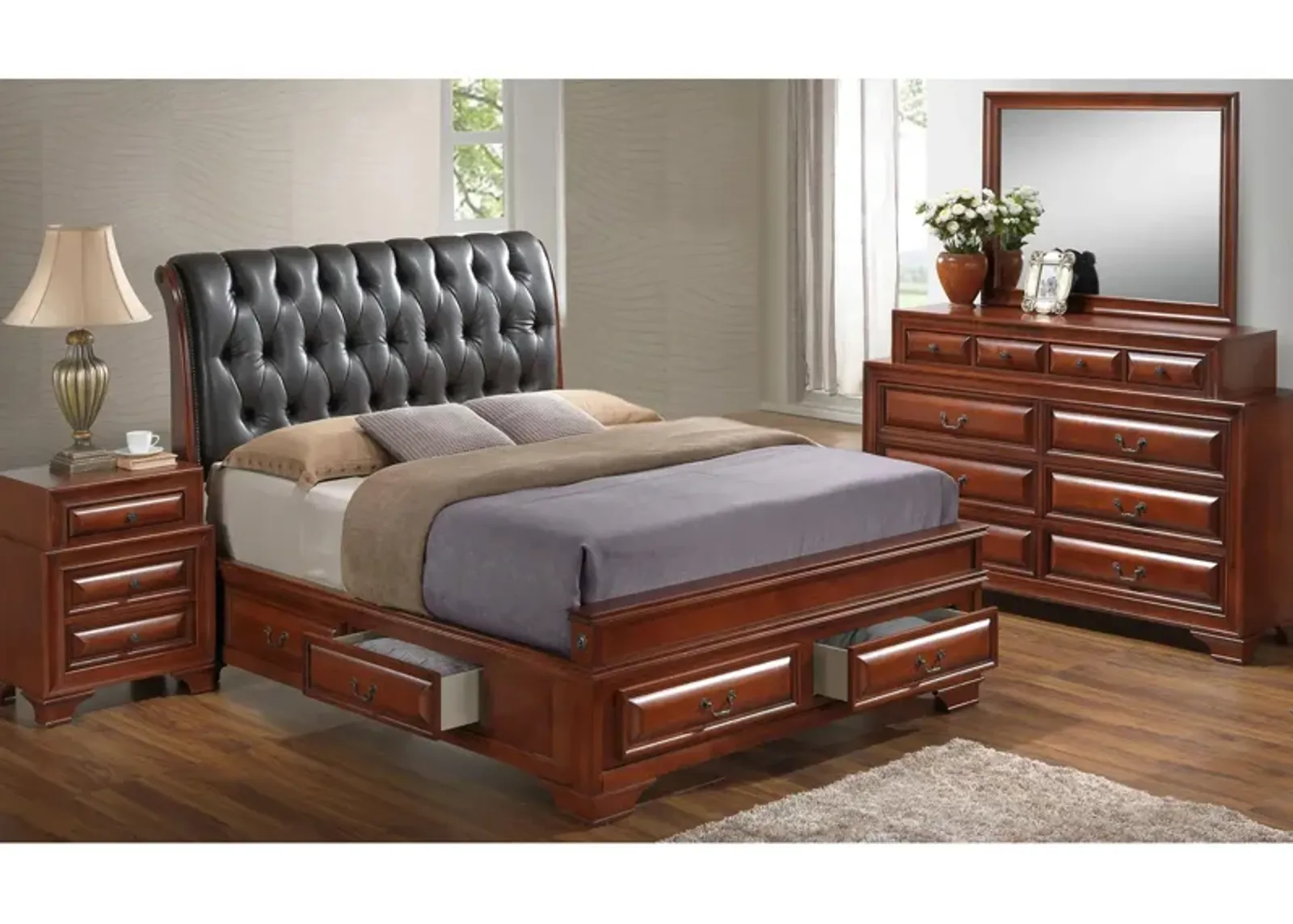 Sarasota Upholstered 4-pc. Storage Bedroom Set